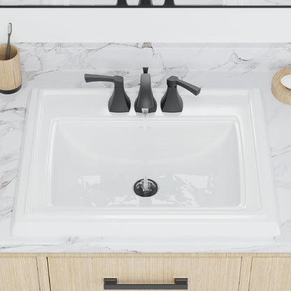 Valera 23" Rectangular Top Mount Vitreous China Bathroom Sink In White