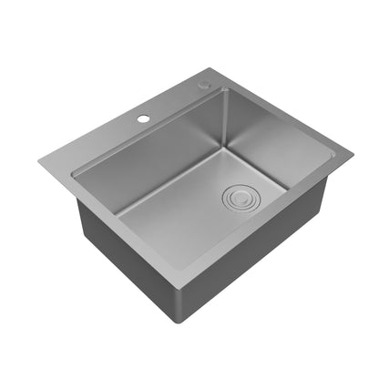 Fusion 25" Top Mount Workstation 16 Gauge Single Bowl Stainless Steel Sink with Accessories