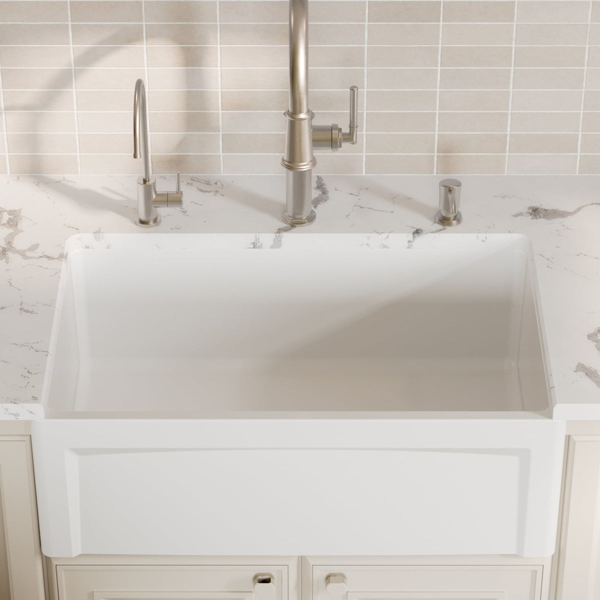 Fireclay 30" Reversible Apron Front Single Bowl Kitchen Sink In White
