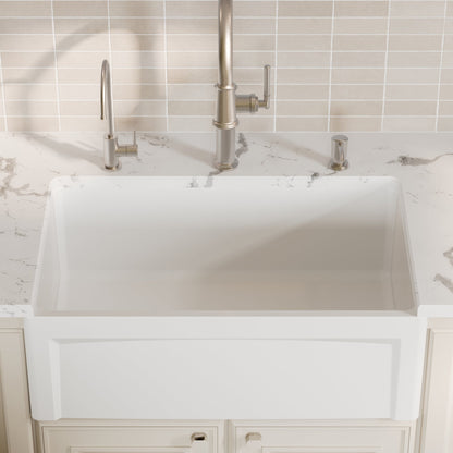 Fireclay 30" Reversible Apron Front Single Bowl Kitchen Sink In White