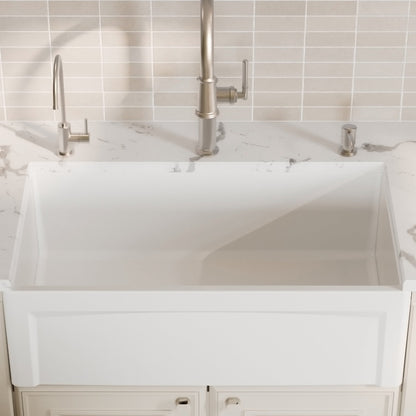 Fireclay 33" Reversible Apron Front Single Bowl Kitchen Sink In White