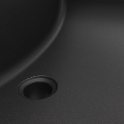20" Seamless Undermount Quartz Composite Bathroom Sink In Black