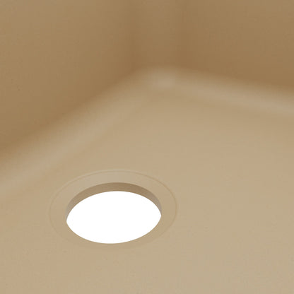 24-1/8" Seamless Undermount Single Bowl Quartz Composite Kitchen Sink In Bisque