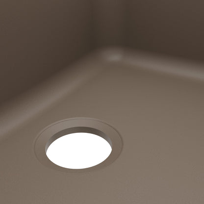 24-1/8" Seamless Undermount Single Bowl Quartz Composite Kitchen Sink In Concrete