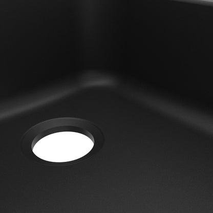 32-3/8" Seamless Undermount Double Offset Bowl Quartz Composite Kitchen Sink In Black