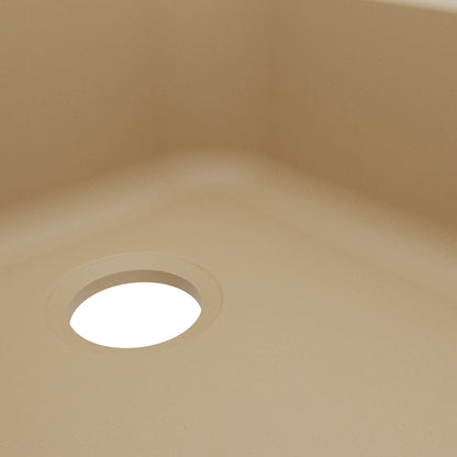 32-3/8" Seamless Undermount Double Offset Bowl Quartz Composite Kitchen Sink In Bisque