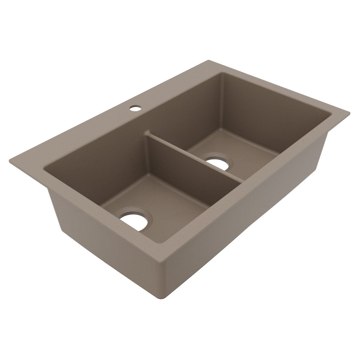 33" Top Mount Double Bowl Granite Kitchen Sink in Concrete