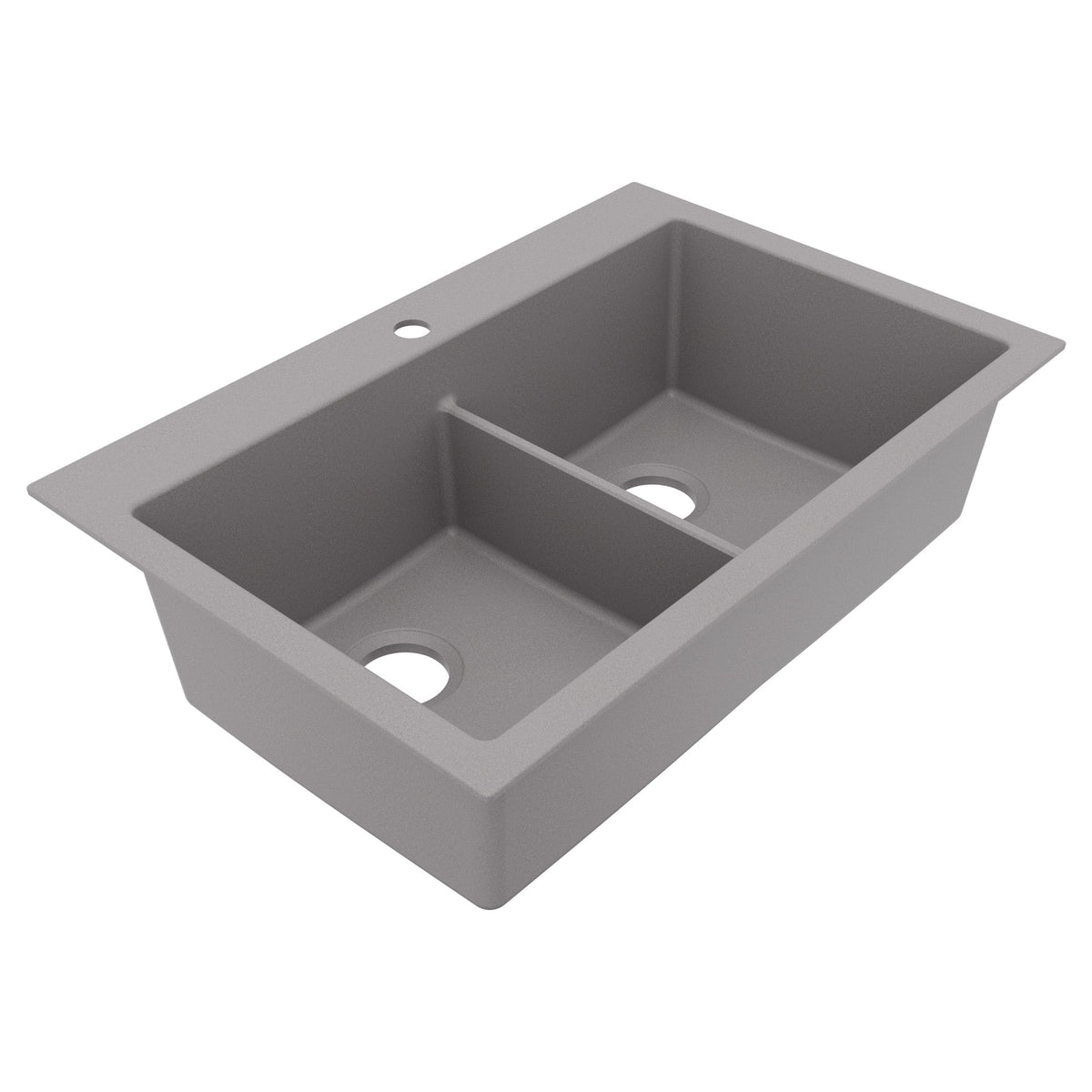 33" Top Mount Double Bowl Granite Kitchen Sink in Grey
