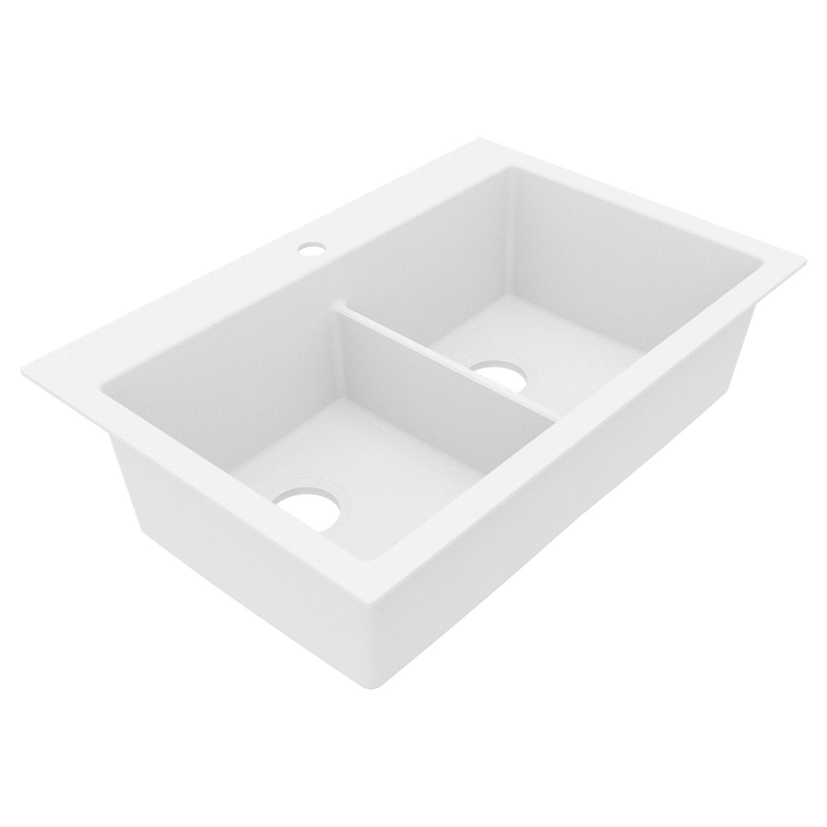 33" Top Mount Double Bowl Granite Kitchen Sink in White