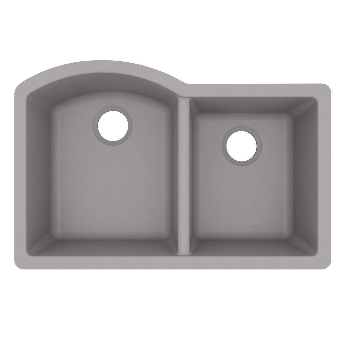 32-1/4" Undermount Double Offset Bowl Quartz Composite Kitchen Sink In Grey