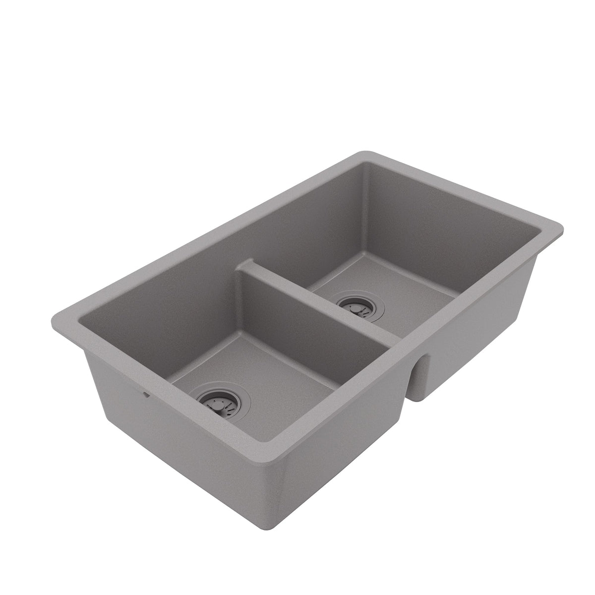 32-3/8" Undermount Double Equal Bowl Quartz Composite Kitchen Sink In Grey
