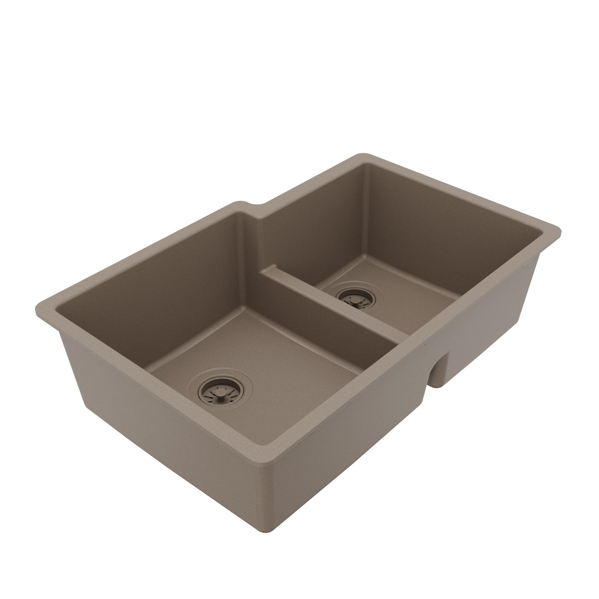 32-1/4" Undermount Double Offset Bowl Quartz Composite Kitchen Sink In Concrete