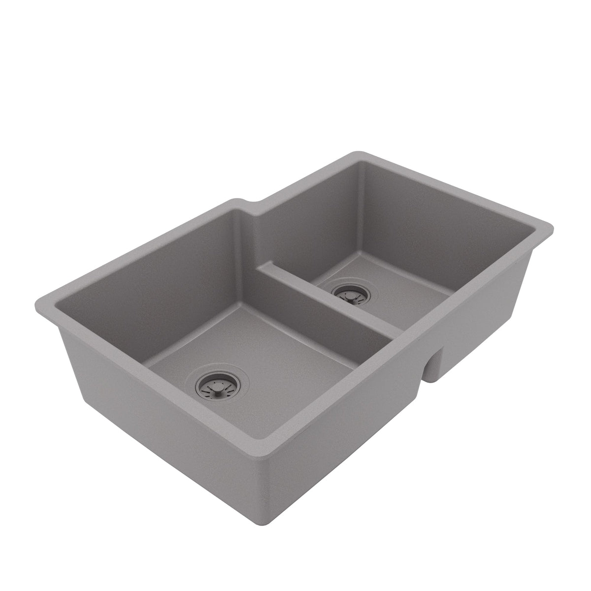 32-1/4" Undermount Double Offset Bowl Quartz Composite Kitchen Sink In Grey