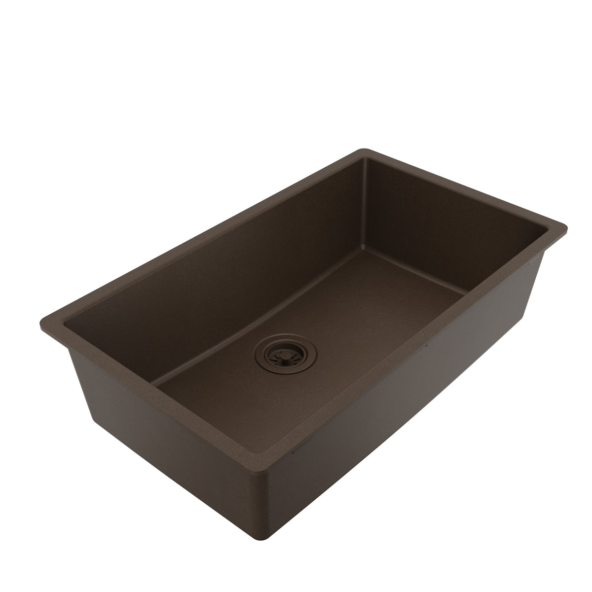 32-3/8" Undermount Large Single Bowl Quartz Composite Kitchen Sink In Brown