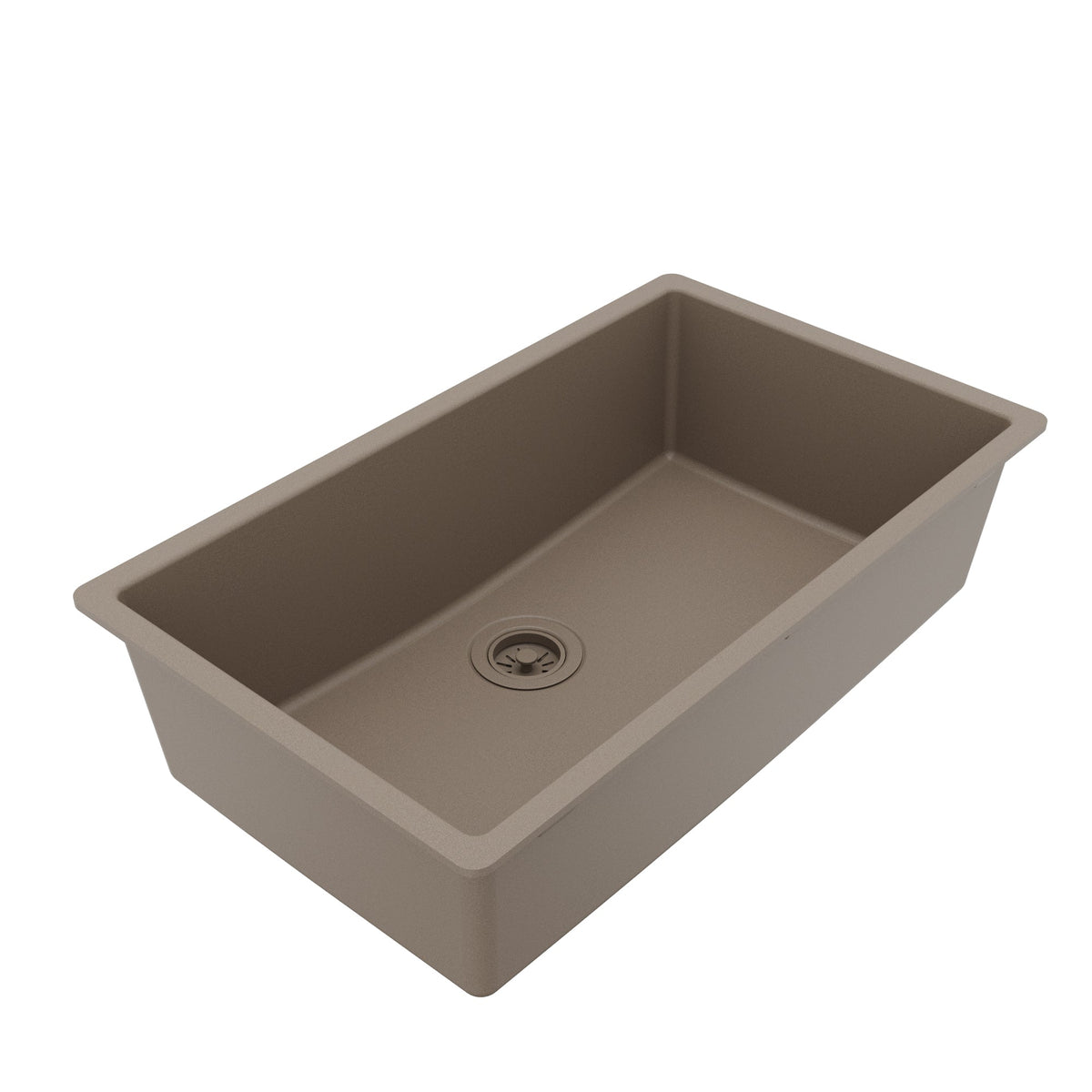 32-3/8" Undermount Large Single Bowl Quartz Composite Kitchen Sink In Concrete
