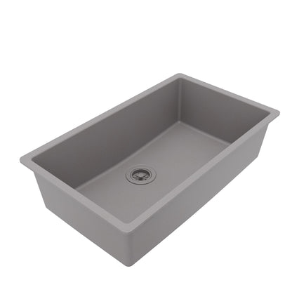 32-3/8" Undermount Large Single Bowl Quartz Composite Kitchen Sink In Grey
