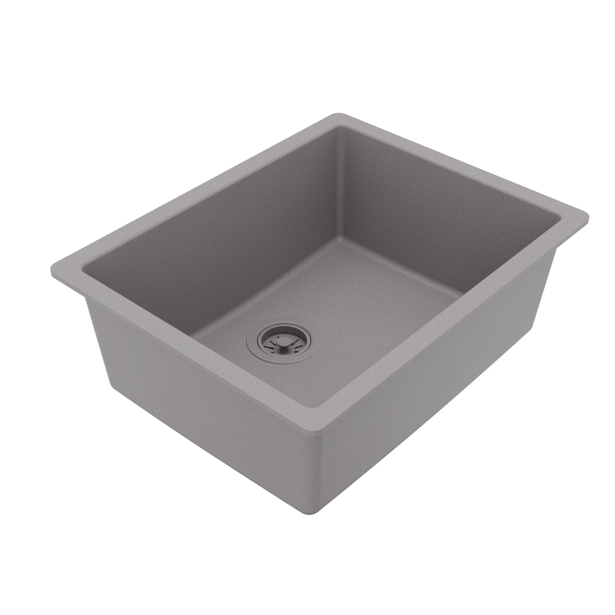 24-3/8" Undermount Single Bowl Quartz Composite Kitchen Sink In Grey