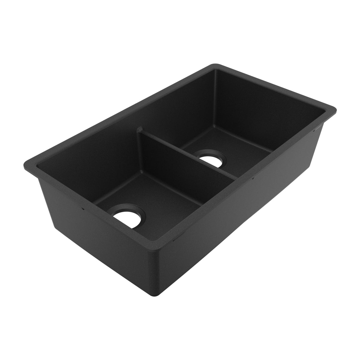 32-3/8" Undermount Double Equal Bowl Granite Kitchen Sink In Black