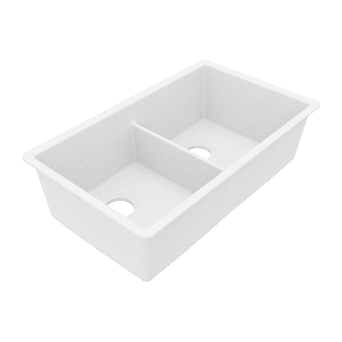 32-3/8" Undermount Double Equal Bowl Granite Kitchen Sink In White