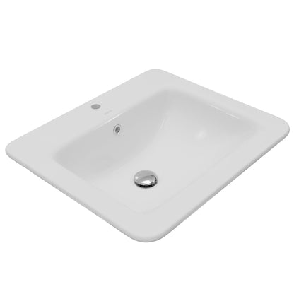 Valera 21" Rectangular Top Mount Vitreous China Bathroom Sink In White