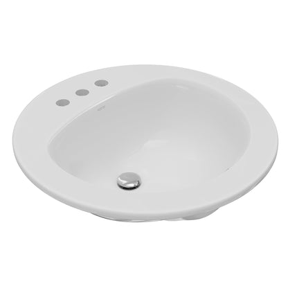 Valera 20" Circular Top Mount Vitreous China Bathroom Sink In White