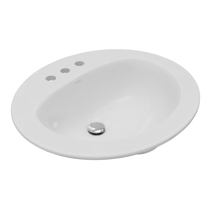 Valera 21" Oval Top Mount Vitreous China Bathroom Sink In White