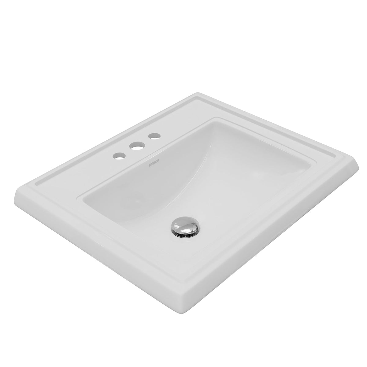 Valera 23" Rectangular Top Mount Vitreous China Bathroom Sink In White