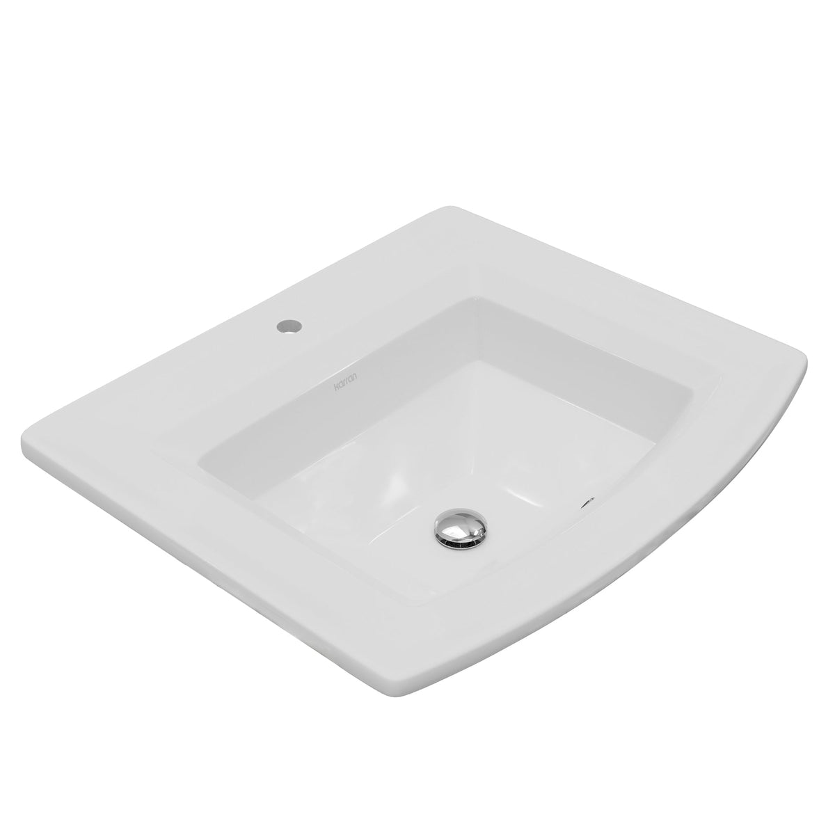 Valera 23" Curved Rectangular Top Mount Vitreous China Bathroom Sink In White