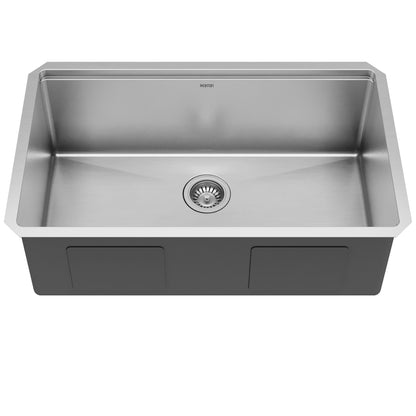 Elite 32" Undermount Workstation 16 Gauge Single Bowl Stainless Steel Kitchen Sink with Scottsdale Pull-Down Faucet