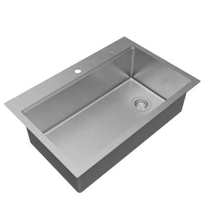 Fusion 33" Top Mount Workstation 16 Gauge Single Bowl Stainless Steel Sink with Accessories
