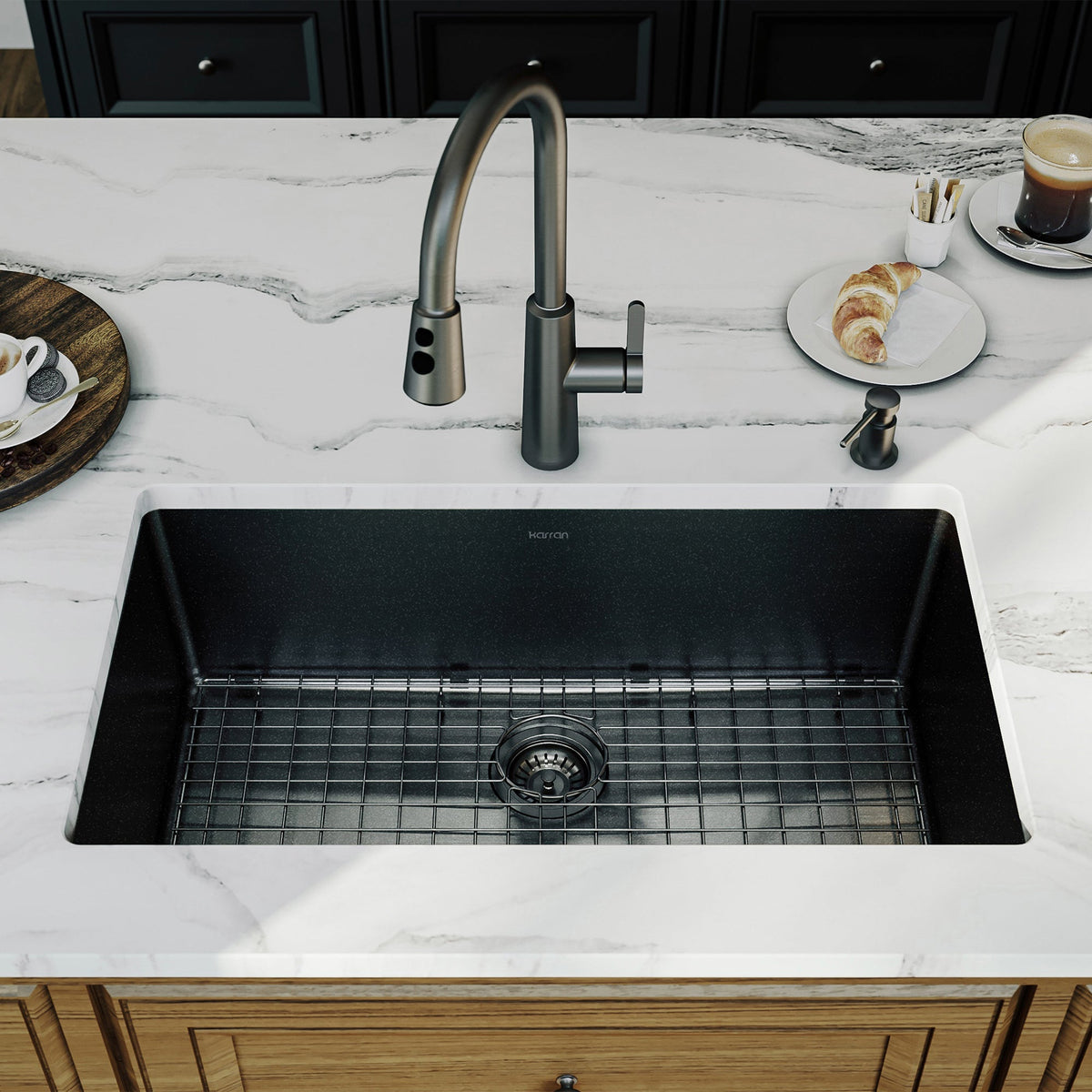 Elite 32" Undermount 16 Gauge Single Bowl Stainless Steel Kitchen Sink In Gunmetal Black
