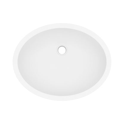 19" Seamless Undermount Quartz Composite Bathroom Sink In White