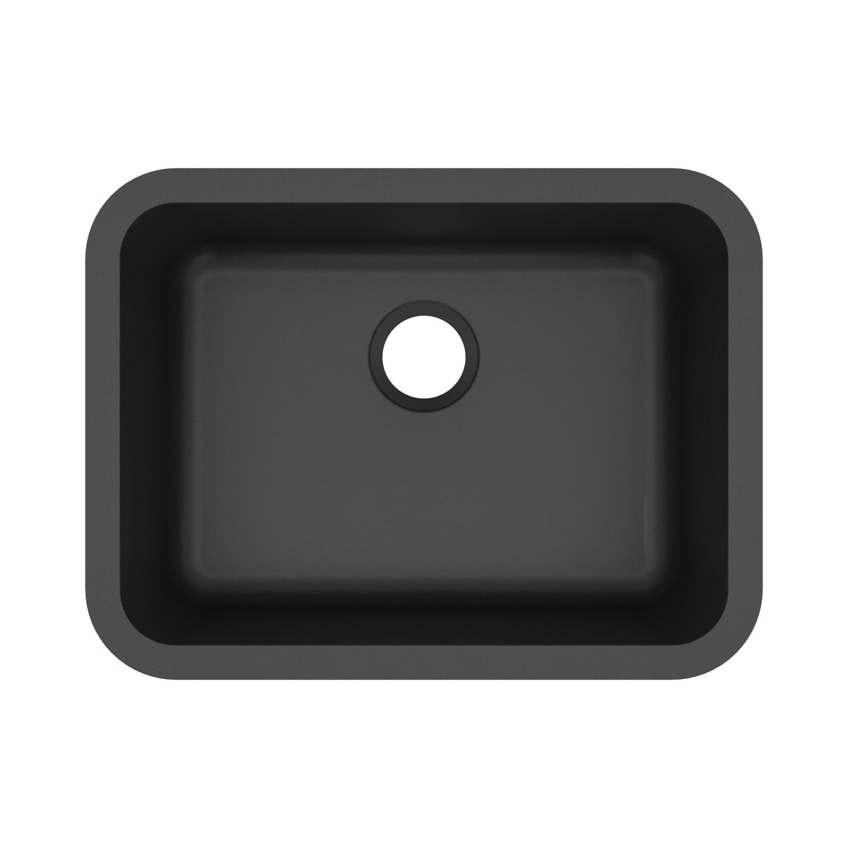 24-1/8" Seamless Undermount Single Bowl Quartz Composite Kitchen Sink In Black