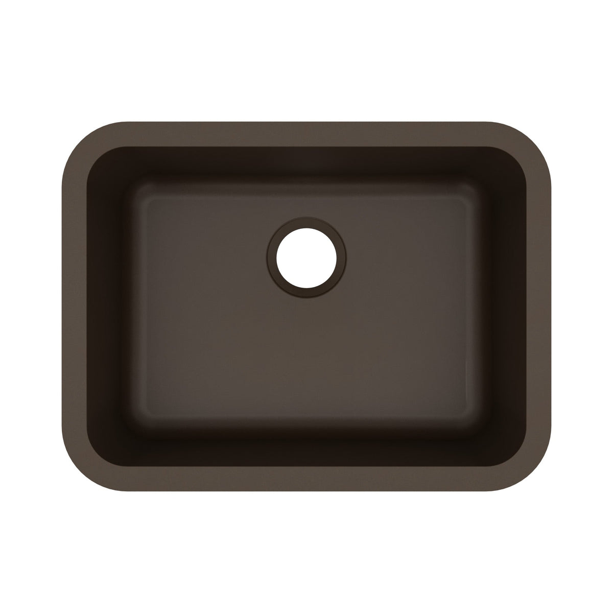 24-1/8" Seamless Undermount Single Bowl Quartz Composite Kitchen Sink In Brown