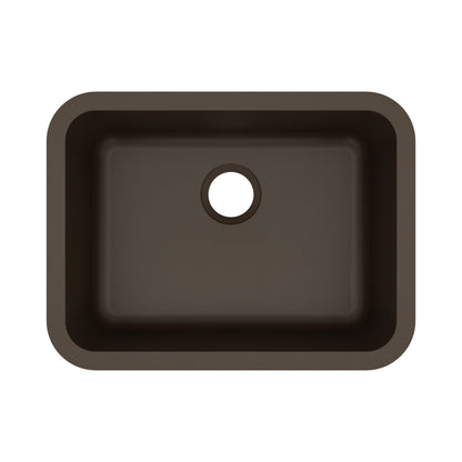 24-1/8" Seamless Undermount Single Bowl Quartz Composite Kitchen Sink In Brown