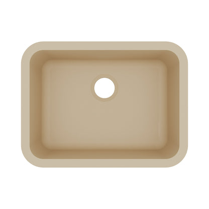 24-1/8" Seamless Undermount Single Bowl Quartz Composite Kitchen Sink In Bisque