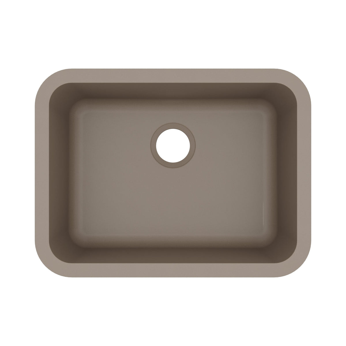 24-1/8" Seamless Undermount Single Bowl Quartz Composite Kitchen Sink In Concrete