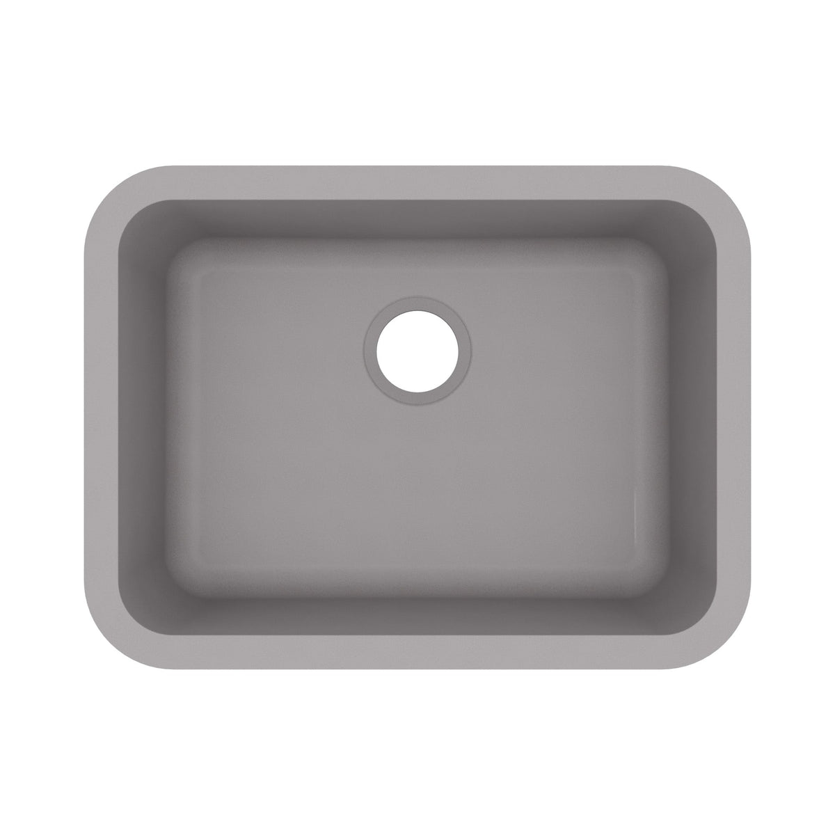 24-1/8" Seamless Undermount Single Bowl Quartz Composite Kitchen Sink In Grey