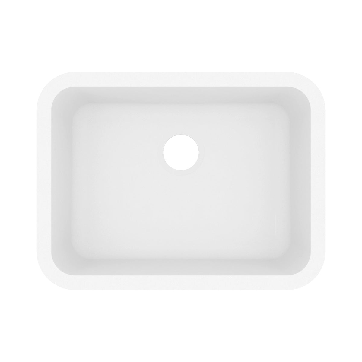 24-1/8" Seamless Undermount Single Bowl Quartz Composite Kitchen Sink In White