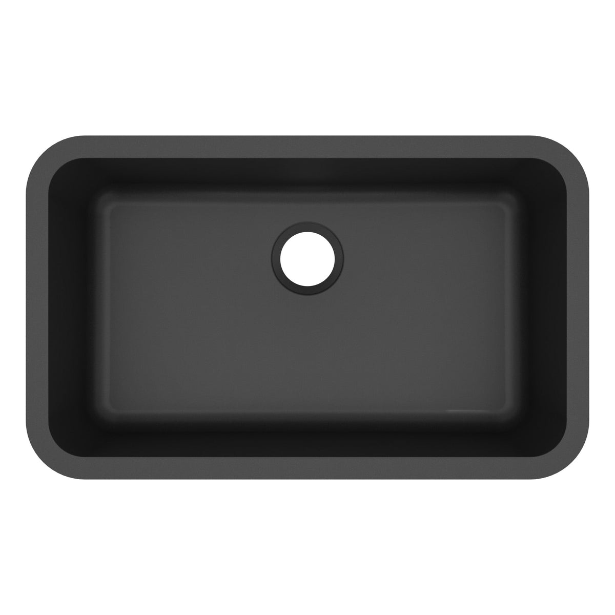 30-7/8" Seamless Undermount Large Single Bowl Quartz Composite Kitchen Sink In Black