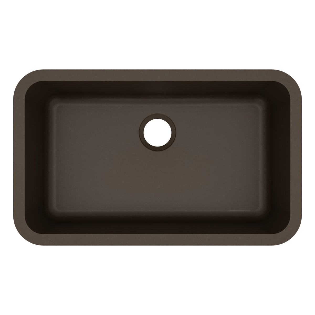 30-7/8" Seamless Undermount Large Single Bowl Quartz Composite Kitchen Sink In Brown