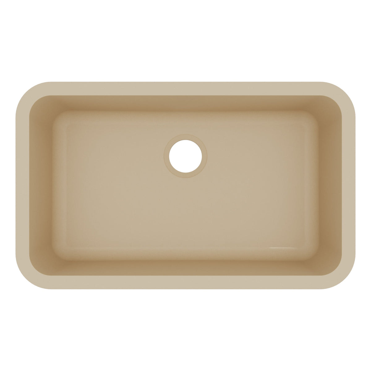 30-7/8" Seamless Undermount Large Single Bowl Quartz Composite Kitchen Sink In Bisque