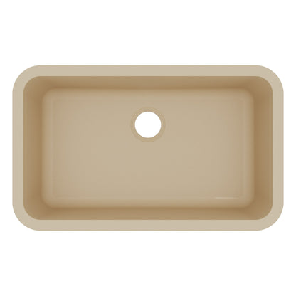 30-7/8" Seamless Undermount Large Single Bowl Quartz Composite Kitchen Sink In Bisque