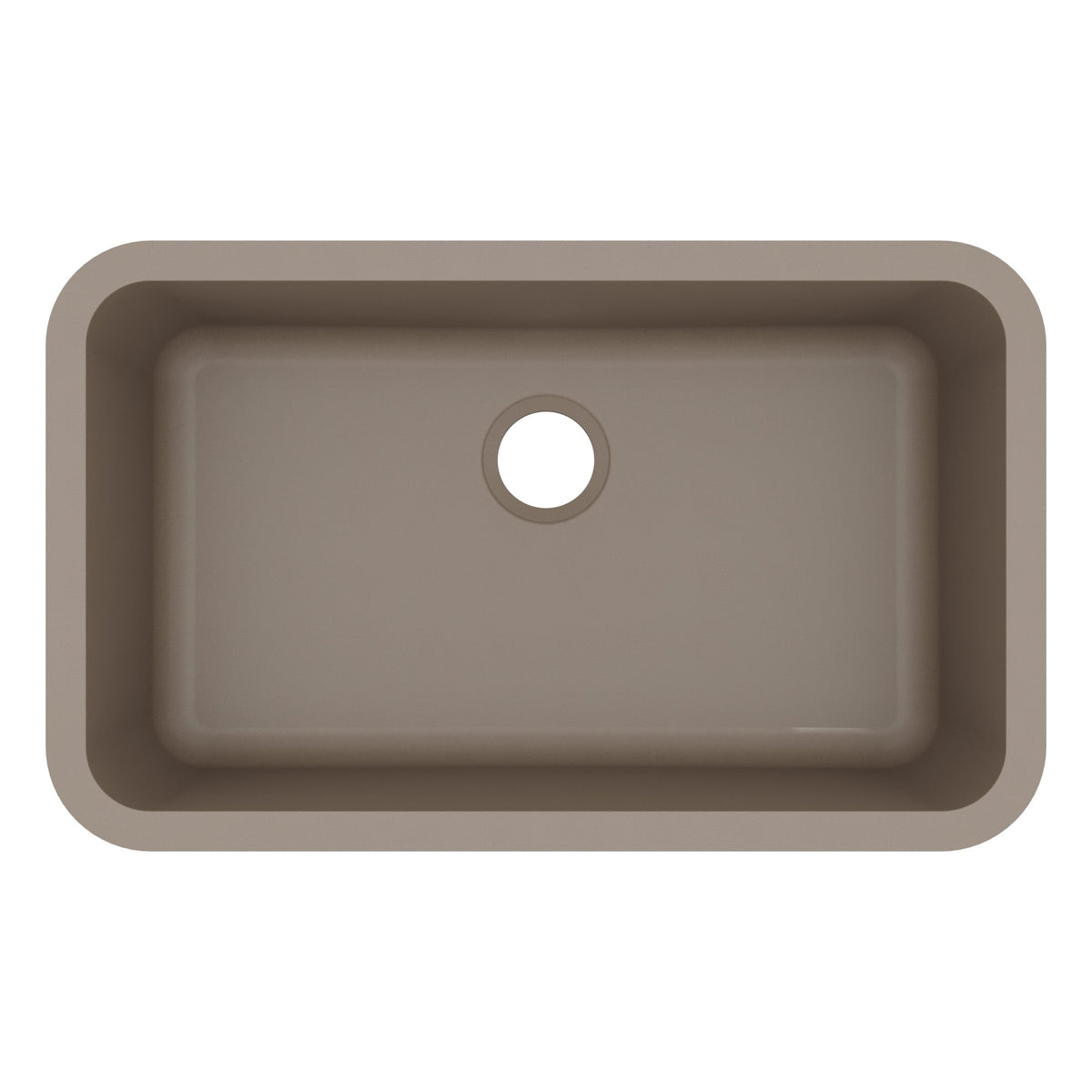 30-7/8" Seamless Undermount Large Single Bowl Quartz Composite Kitchen Sink In Concrete