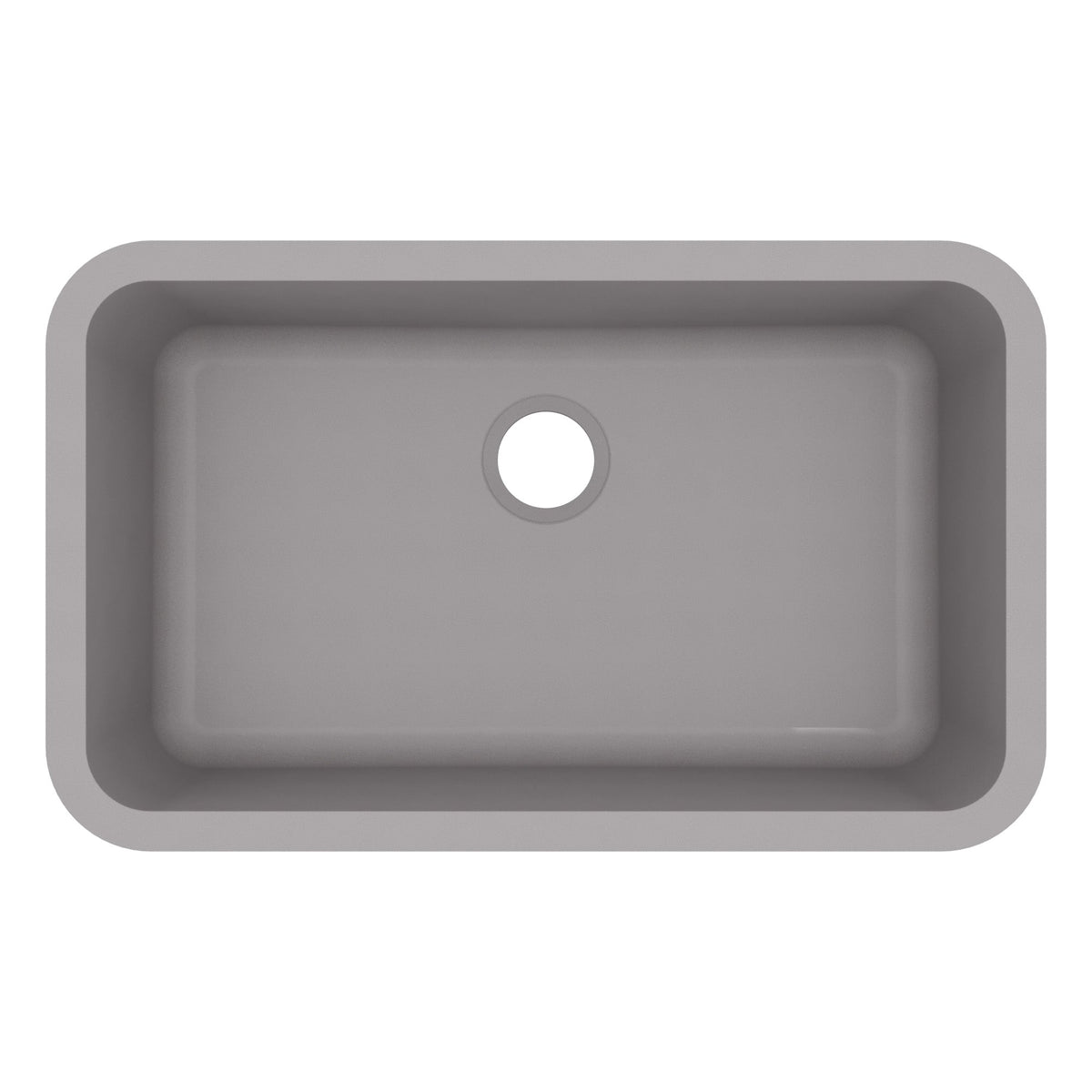30-7/8" Seamless Undermount Large Single Bowl Quartz Composite Kitchen Sink In Grey