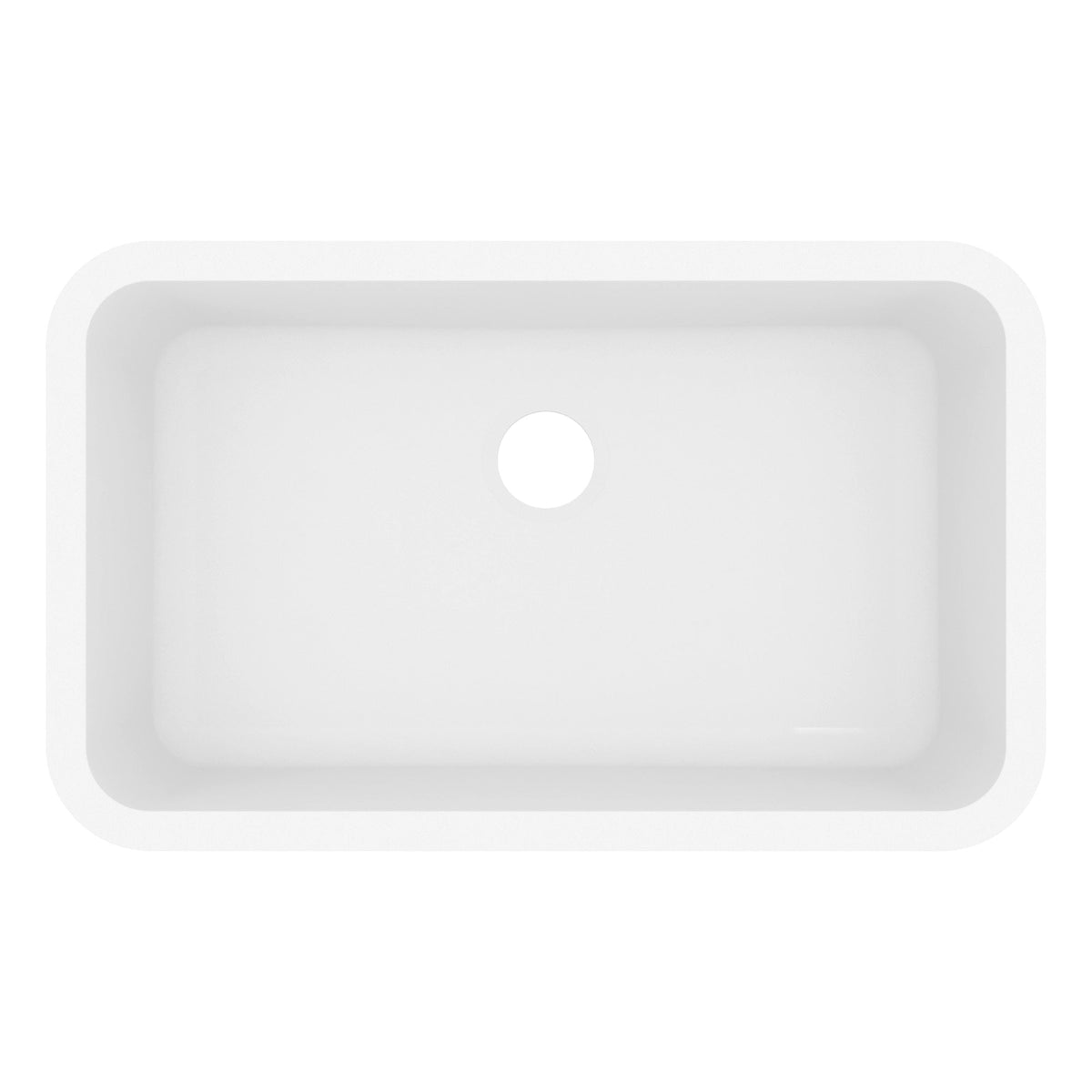 30-7/8" Seamless Undermount Large Single Bowl Quartz Composite Kitchen Sink In White