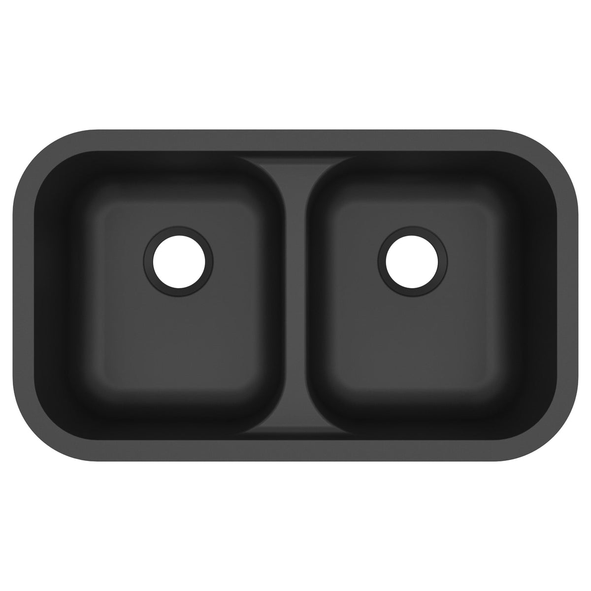 32-7/8" Seamless Undermount Doube Equal Bowl Quartz Composite Kitchen Sink In Black