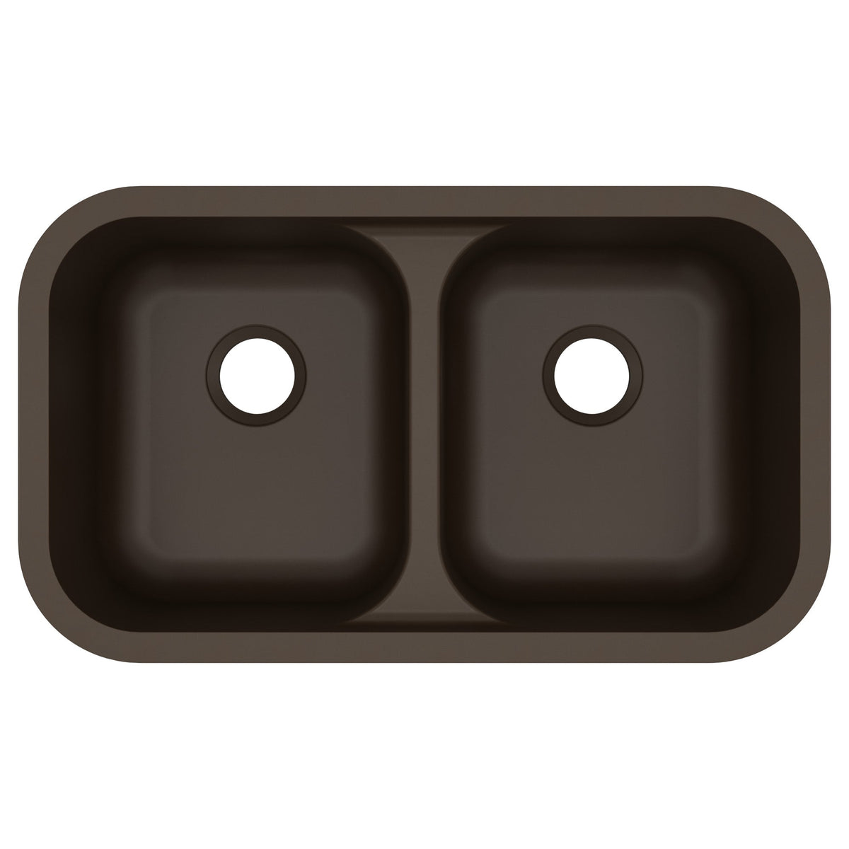 32-7/8" Seamless Undermount Doube Equal Bowl Quartz Composite Kitchen Sink In Brown