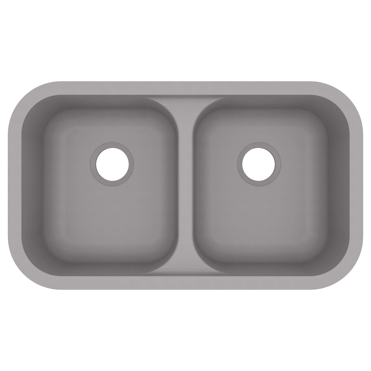 32-7/8" Seamless Undermount Doube Equal Bowl Quartz Composite Kitchen Sink In Grey