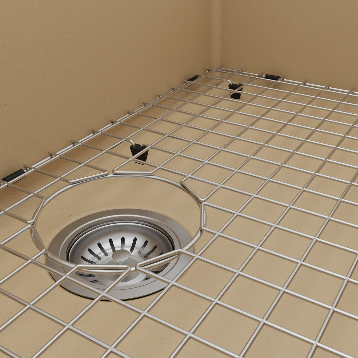 Farmhouse/Apron-Front Quartz Composite 34" Single Bowl Kitchen Sink Kit In Bisque